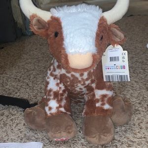 Build a Bear Texas Longhorn II Spotted Cow Steer NWT With Birth Certificate